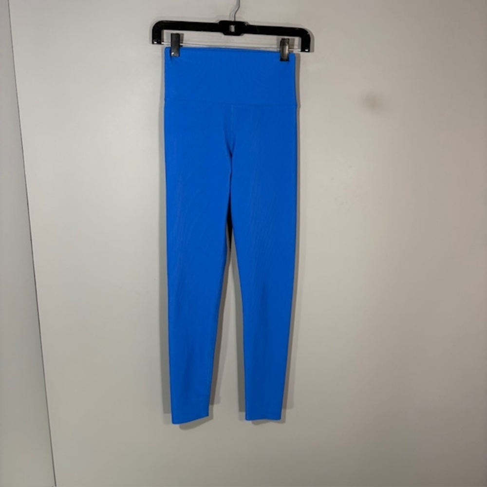 Beach Riot Leggings Womens S Blue Ribbed High Rise Ankle Yoga Stretch Pants USA